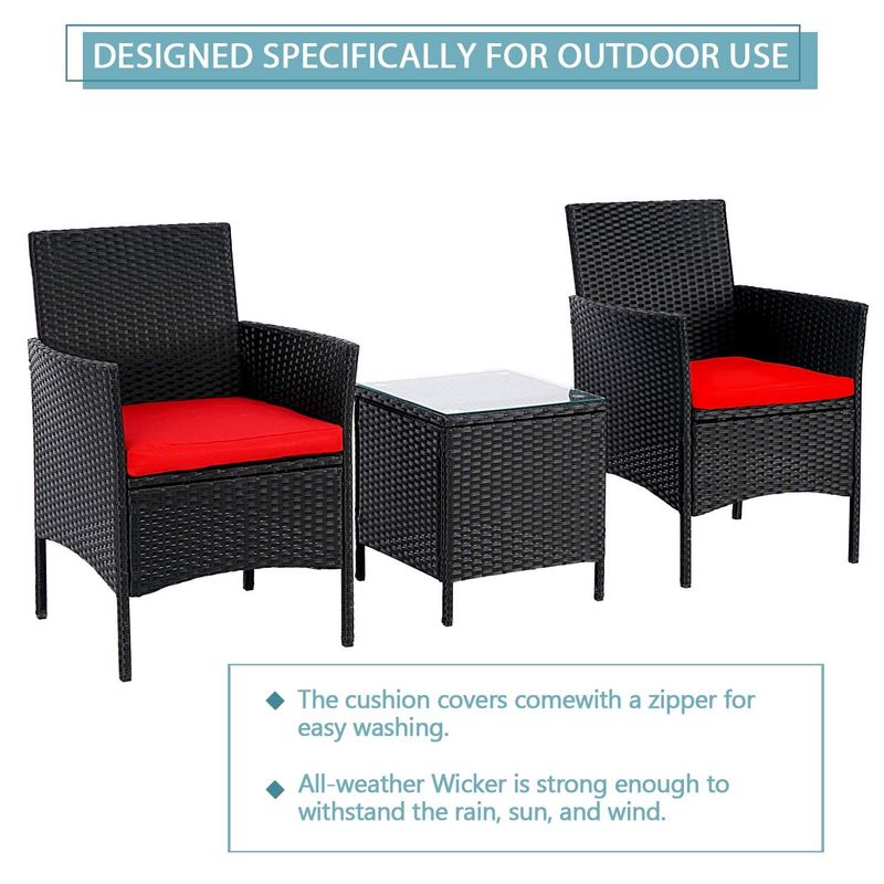 Pheap Outdoor 3-piece Cushioned Wicker Bistro Set by Havenside Home - Crimson