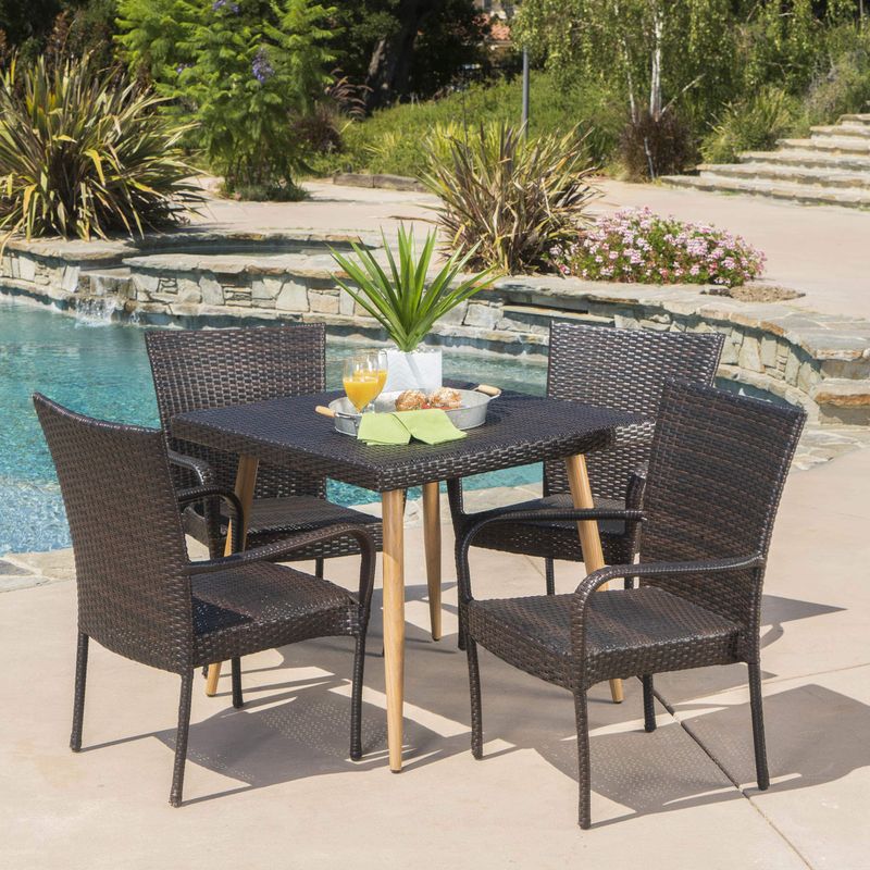 Cabrillo Outdoor 5-piece Square Dining Set by Christopher Knight Home - Multi-Brown
