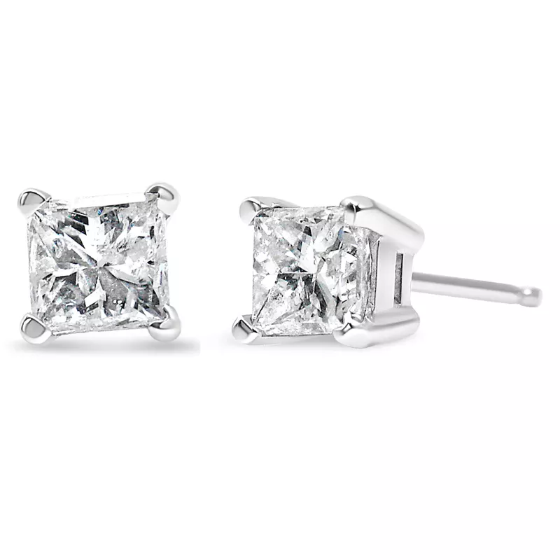 14K White Gold 1/3ct TDW Diamond Solitaire Stud Earrings (J-K, I1-I2)