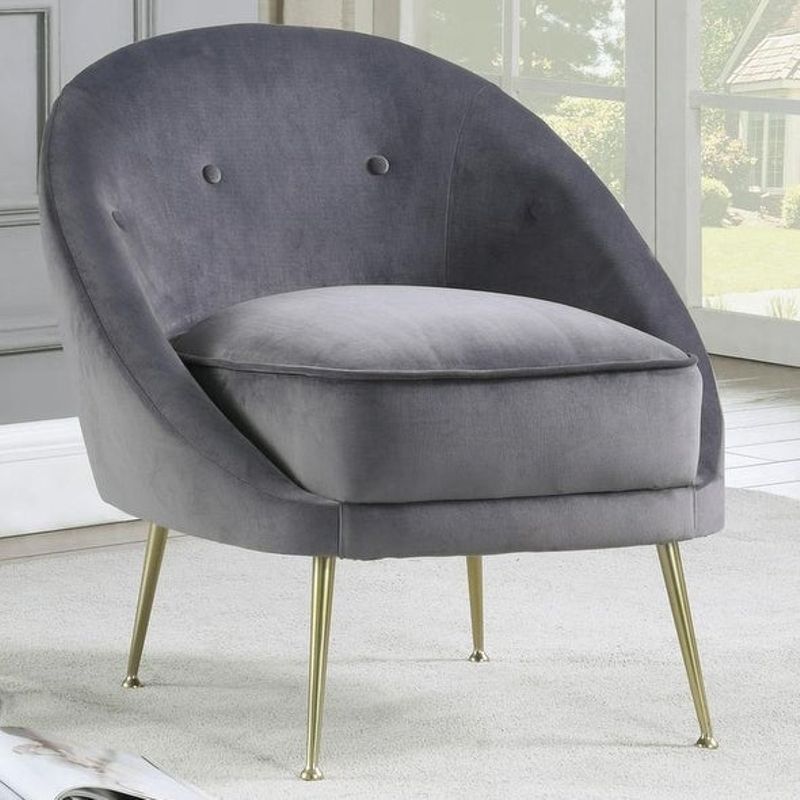 Silver Orchid Carruthers Modern Velvet Accent Chair - 625 (Grey)