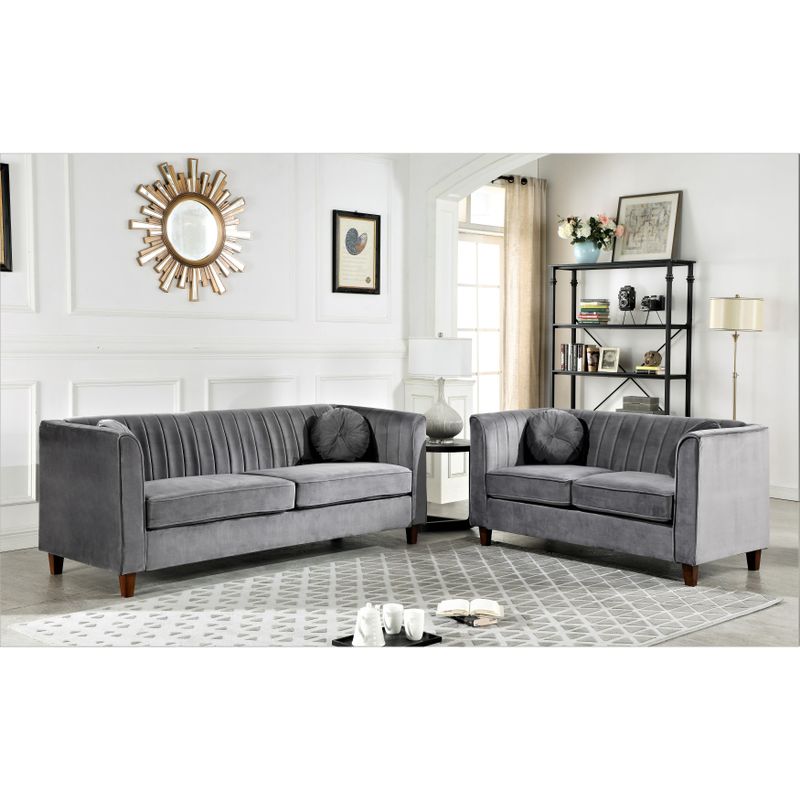 Lowery velvet Kitts Classic Chesterfield Living room seat-Loveseat and Sofa - Green