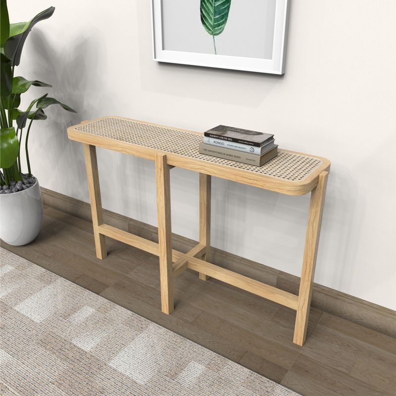 Marsie Wood and Rattan 48-inch Console Table - Natural