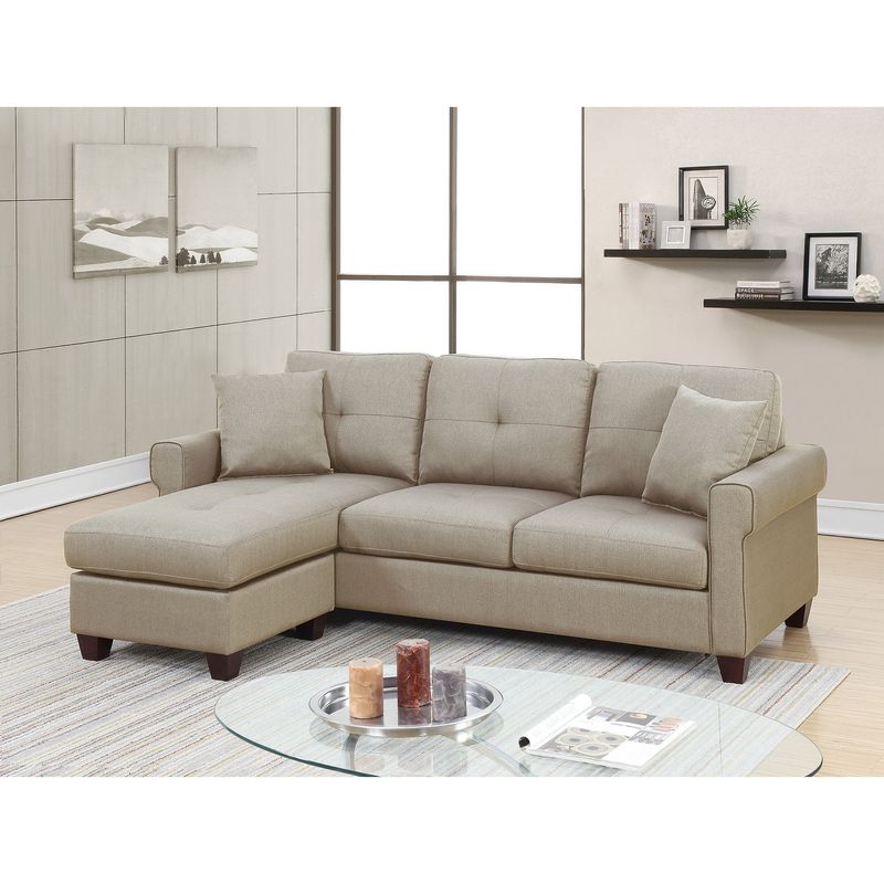 2 Peice Sectional Sofa With Pillows - Beige