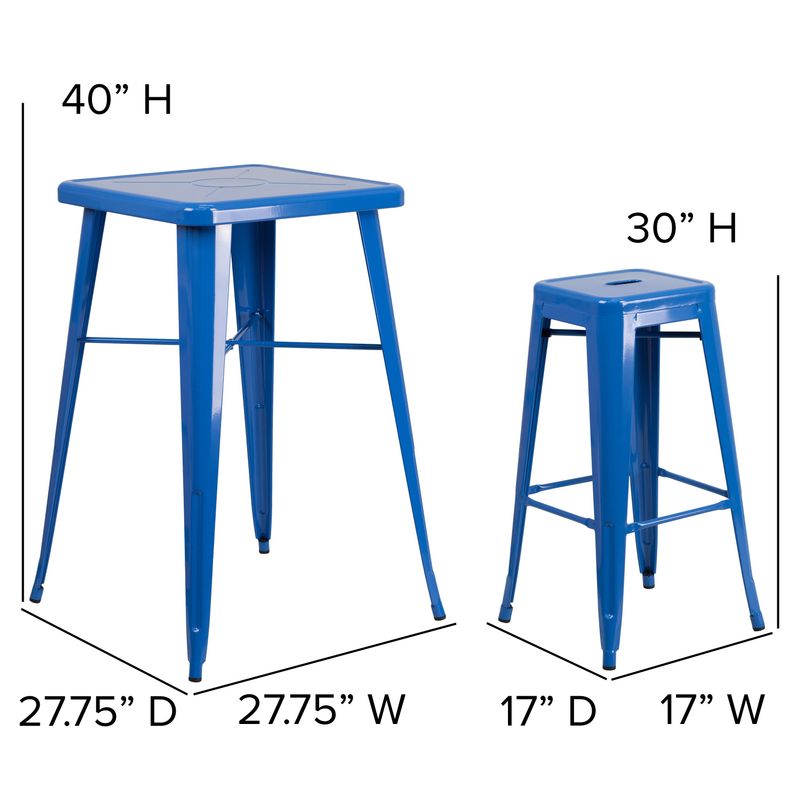 23.75SQ Metal Bar Table Set - 27.75"W x 27.75"D x 40"H - 27.75"W x 27.75"D x 40"H - Green