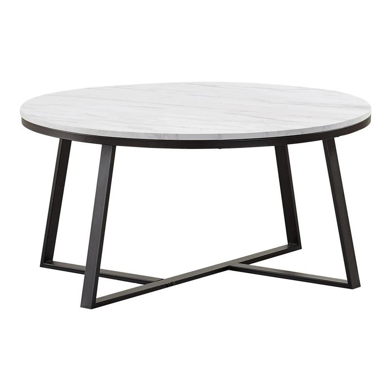 Round Coffee Table White and Matte Black