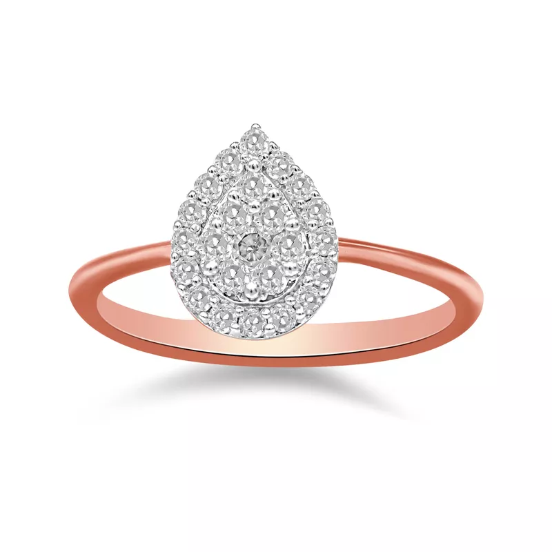 10K Rose Gold 3/8 Cttw Round-Cut Diamond Pear Promise Ring (I-J Color, I2-I3 Clarity) - Choice of Size