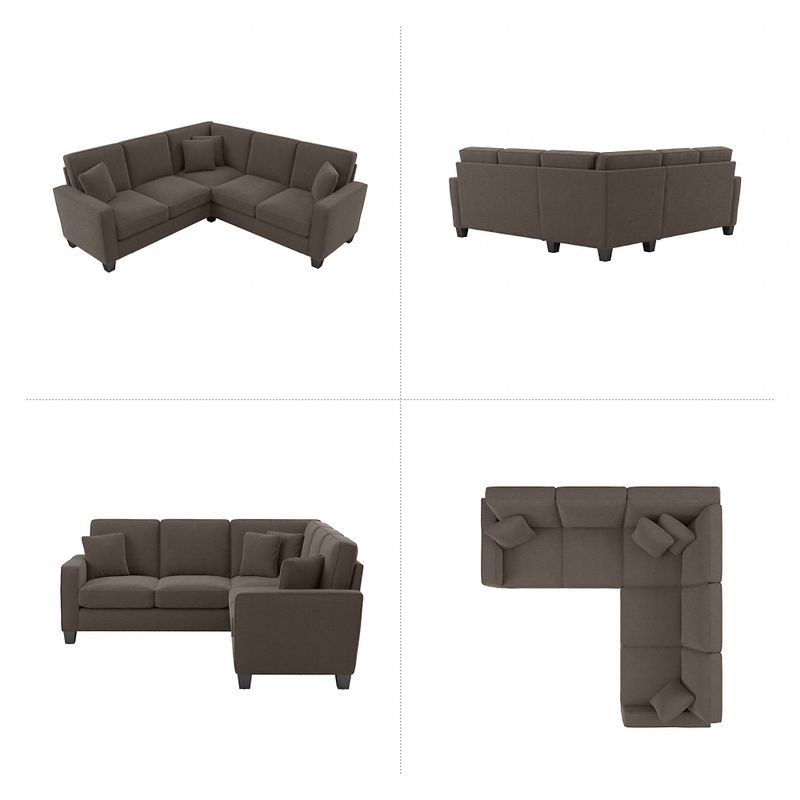 Stockton 87W L Shaped Sectional Couch by Bush Furniture - Dark Gray Microsuede Fabric