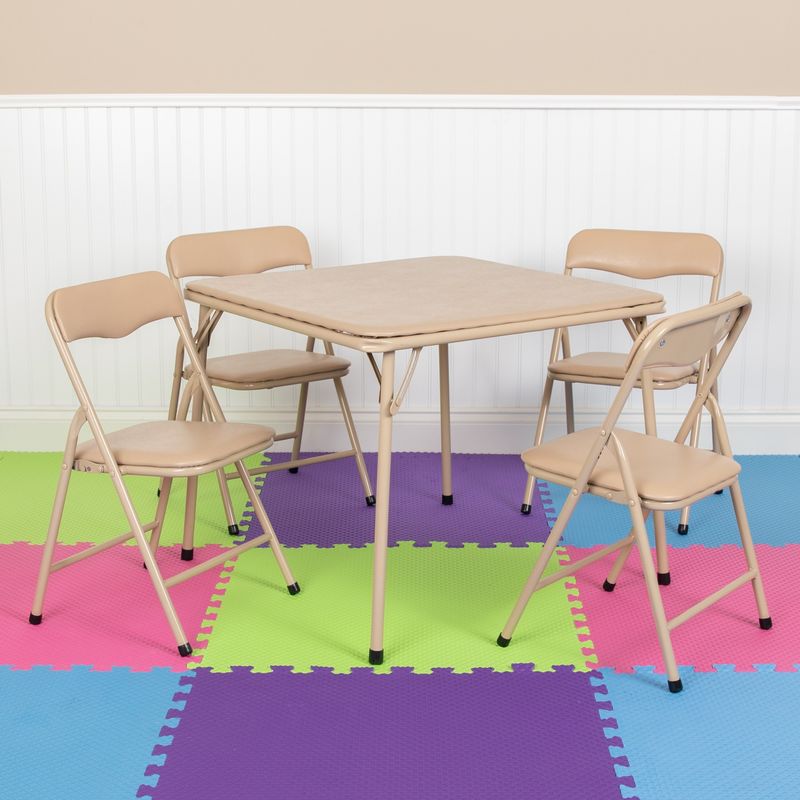 Kids Colorful 5 Piece Folding Table and Chair Set - Black