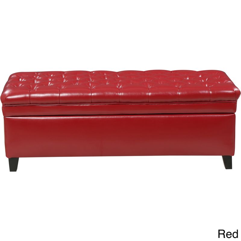 Hastings Tufted Faux Leather Storage Ottoman by Christopher Knight Home - Brown