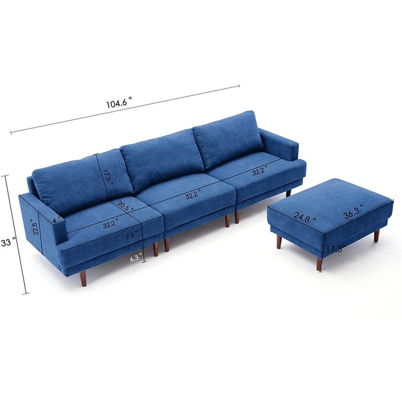 Sectional Couch Sofa with Ottoman Convertible Modular Couch Set - Multi
