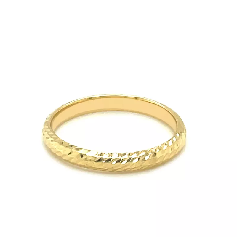 14k Yellow Gold Textured Comfort Fit Wedding Band (Size 8)