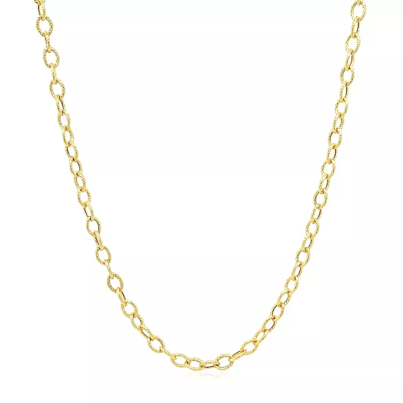 2.5mm 14k Yellow Gold Pendant Chain with Textured Links (18 Inch)