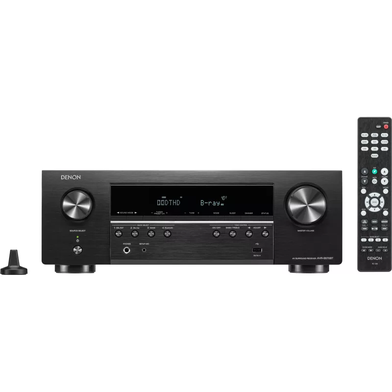 Denon - AVR-S570BT (70W X 5) 5.2-Ch. Bluetooth Capable 8K Ultra HD HDR Compatible AV Home Theater Receiver - Black