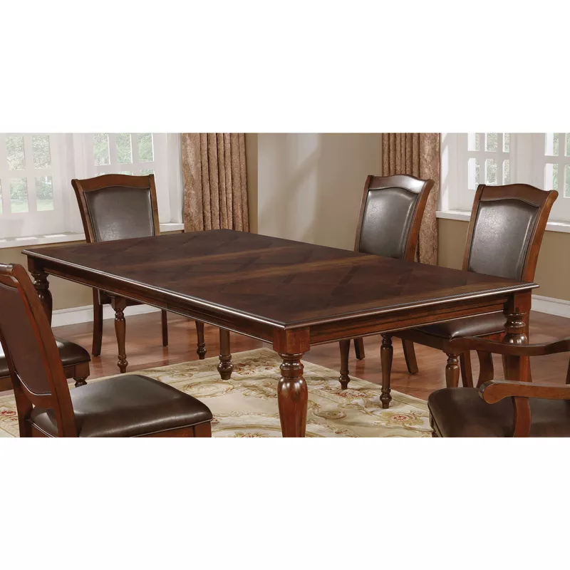 Traditional Wood Extendable Dining Table in Brown Cherry