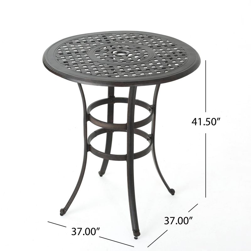Alfresco Outdoor 37-inch Cast Aluminum Round Bar Table with Umbrella Hole by Christopher Knight Home - Bronze