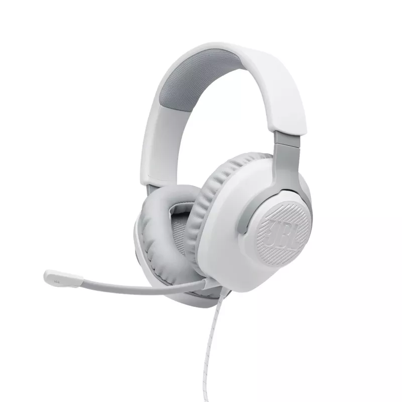 JBL Quantum 100 Wired Over-Ear Gaming Headset w/ Detachable Mic White