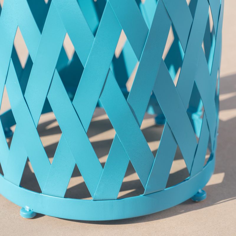 Selen Outdoor 12-inch and 14-inch Lattice Nested Side Table Set by Christopher Knight Home - Matte Teal