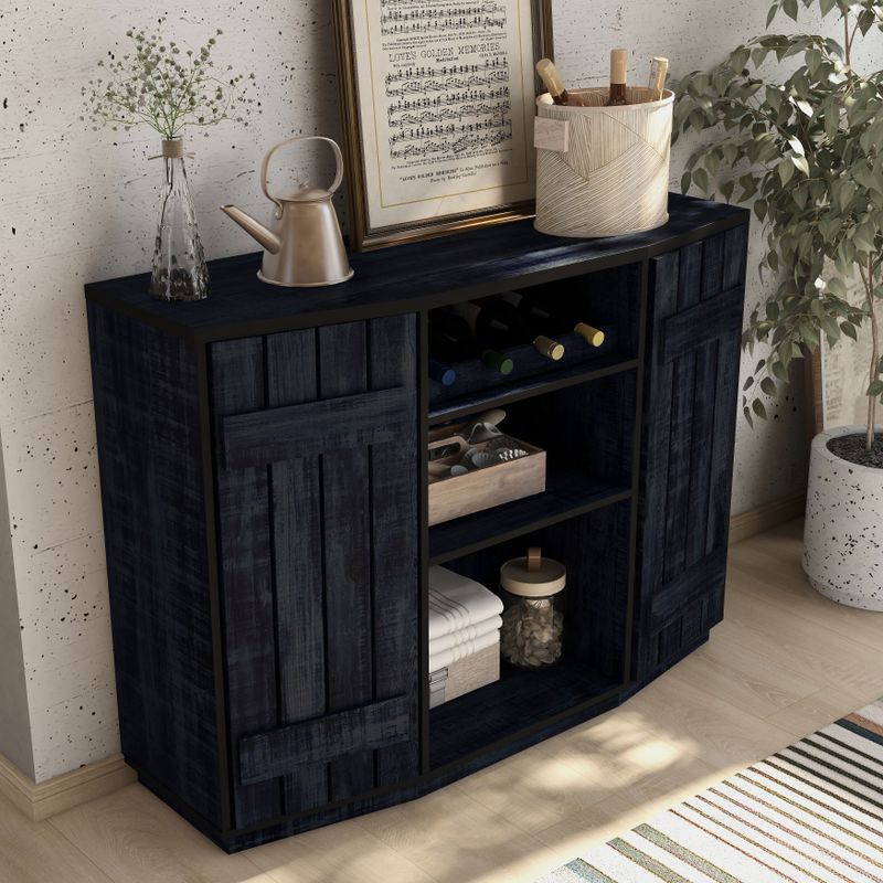 DH BASIC Rustic Navy Blue 4-bottle Buffet Cabinet (47-inch) by Denhour - Rustic Navy Blue