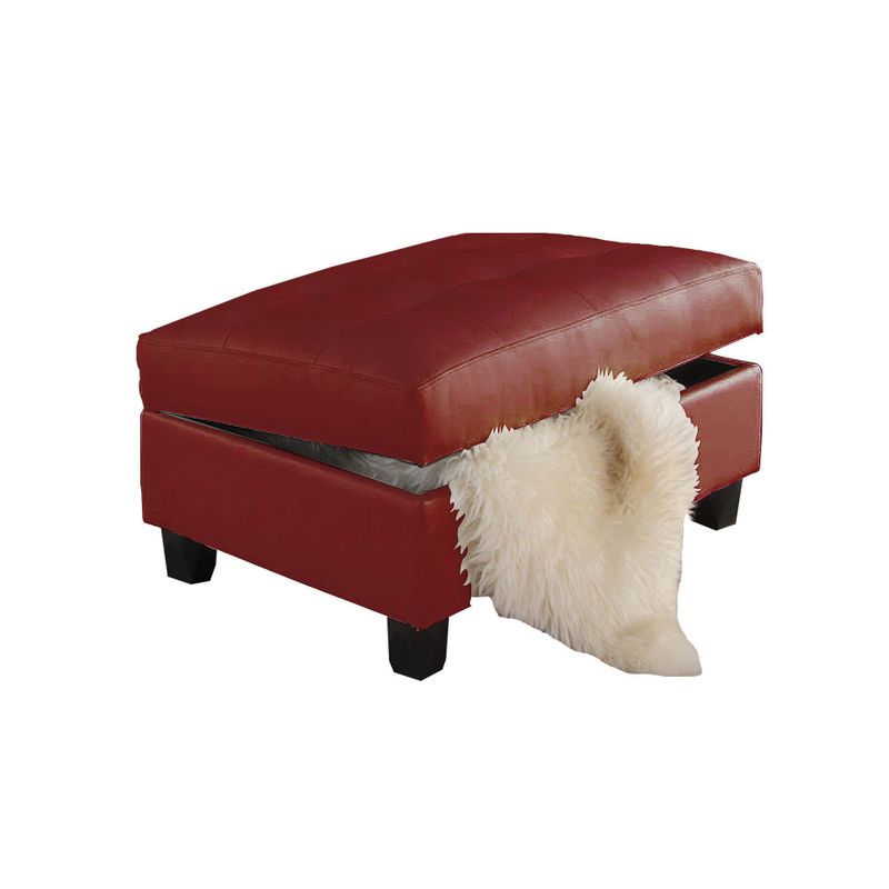 Kiva White/Red/Brown Faux Leather Storage Ottoman - Red Bonded Leather Match