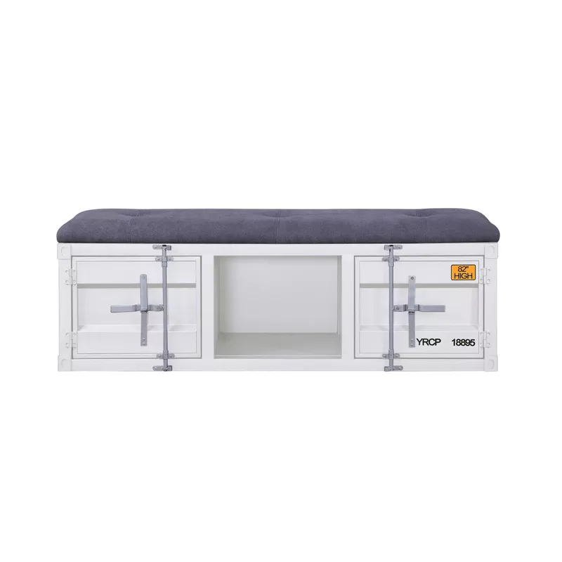 ACME Cargo Bench w/Storage, Gray Fabric & White