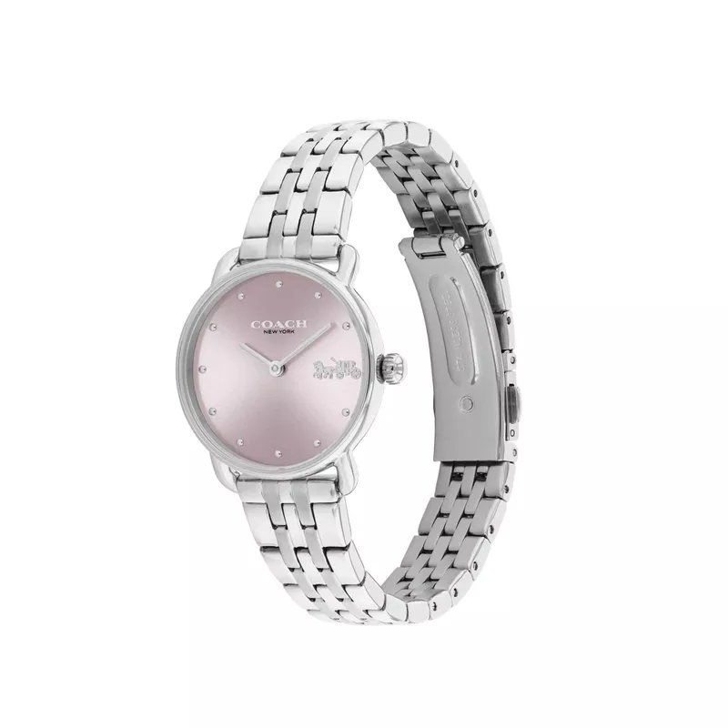 Coach - Ladies' Elliot Silver-Tone Stainless Steel Watch Pink Dial