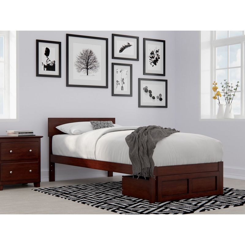 Boston Bed with foot drawer - Walnut - Twin XL