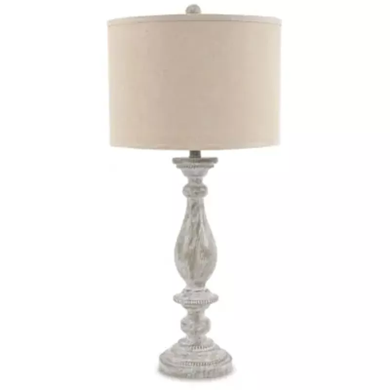 Whitewash Bernadate Poly Table Lamp (2/CN)