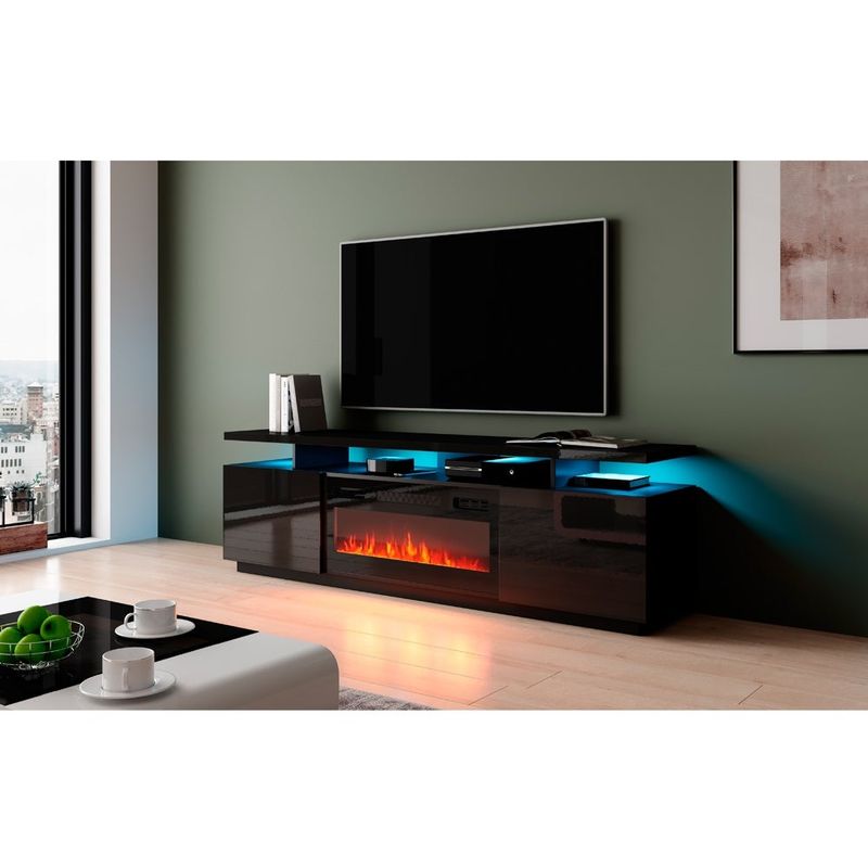 Mobile Furniture Eva-KBL Electric Fireplace Modern 71-inch TV Stand - White