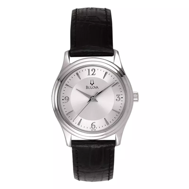 Bulova - Corporate Collection Ladies Black Leather Strap Watch