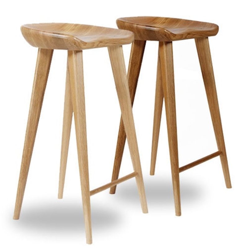 Tractor Contemporary Carved Wood Barstool - Natural Finish
