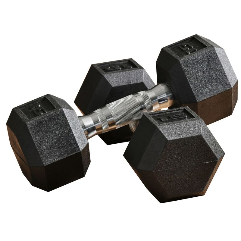 Soozier 30lbs Rubber Dumbbells Weight Set 15lbs/Single Dumbbell Hand Weight Barbell for Body Fitness Training for Home Office - Black