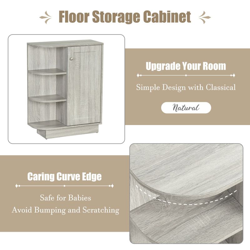 23.6 in. Oak Bathroom Linen Cabinet Storage Floor Cabinet - Wood Finish - Oak - Single Vanities