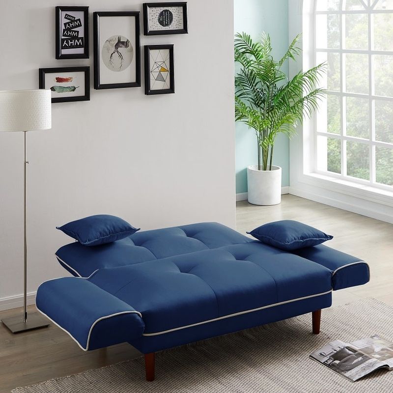 Moda Relax Lounge Sofa Bed Sleeper With 2Pillows Brown Fabric - Navy Blue