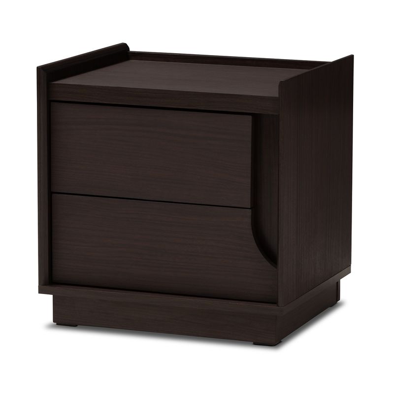 Contemporary Brown Finished 2-Drawer Nightstand by Baxton Studio