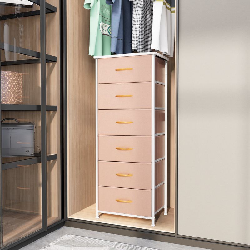 VredHom 6 Drawers Vertical Dresser Storage Tower - Pink - 6-drawer