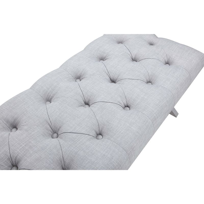 Chic Home Dianna Updated Neo Traditional Polished Nailhead Tufted Linen X Bench - Purple