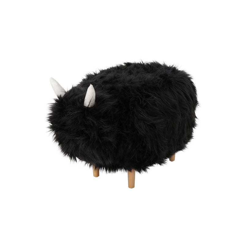 Levi Furry Yak Ottoman by Christopher Knight Home - Black