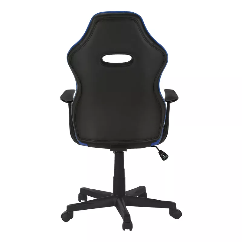 Office Chair/ Gaming/ Adjustable Height/ Swivel/ Ergonomic/ Armrests/ Computer Desk/ Work/ Pu Leather Look/ Metal/ Blue/ Black/ Contemporary/ Modern