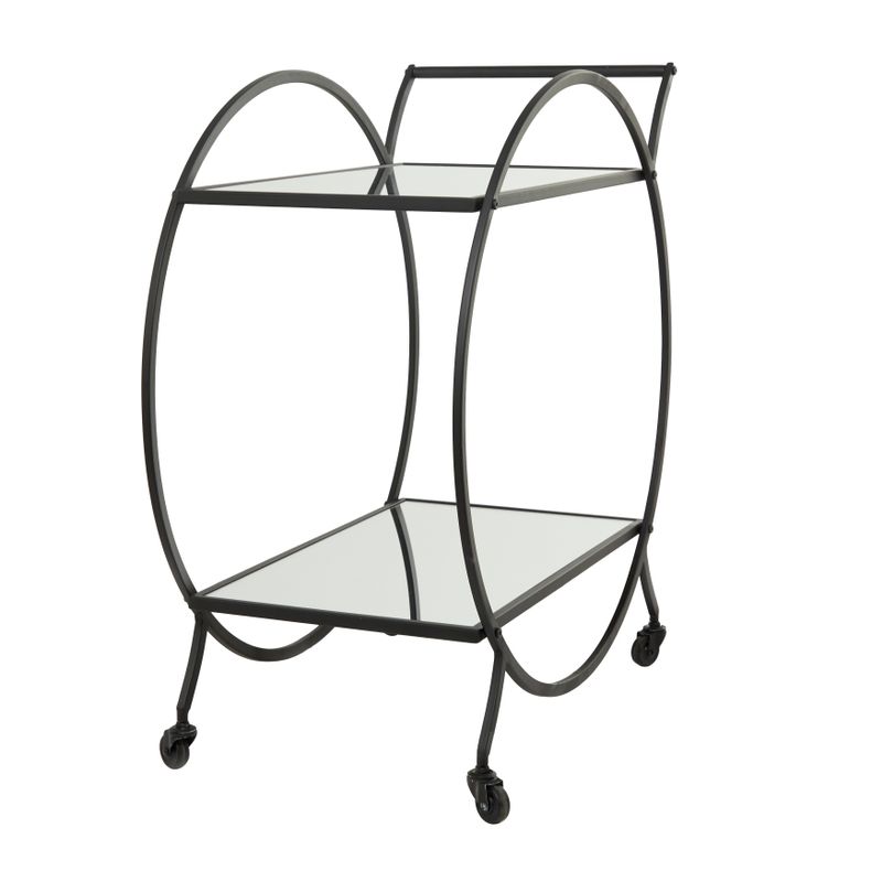 Metal Contemporary Bar Cart with Wheels - Black - 28"W, 30"H