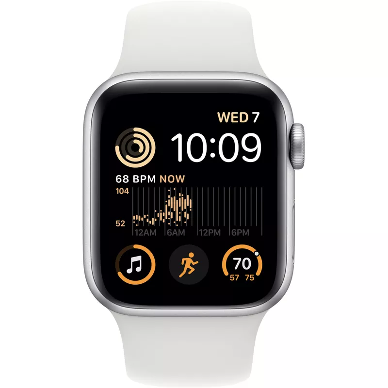 Apple Watch SE - GPS - 44mm - Silver - Aluminum - Sport Band - S/M