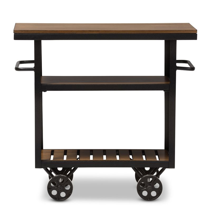 Carbon Loft Berliner Industrial Black/ Brown Cart - Serving Cart-Black/Brown