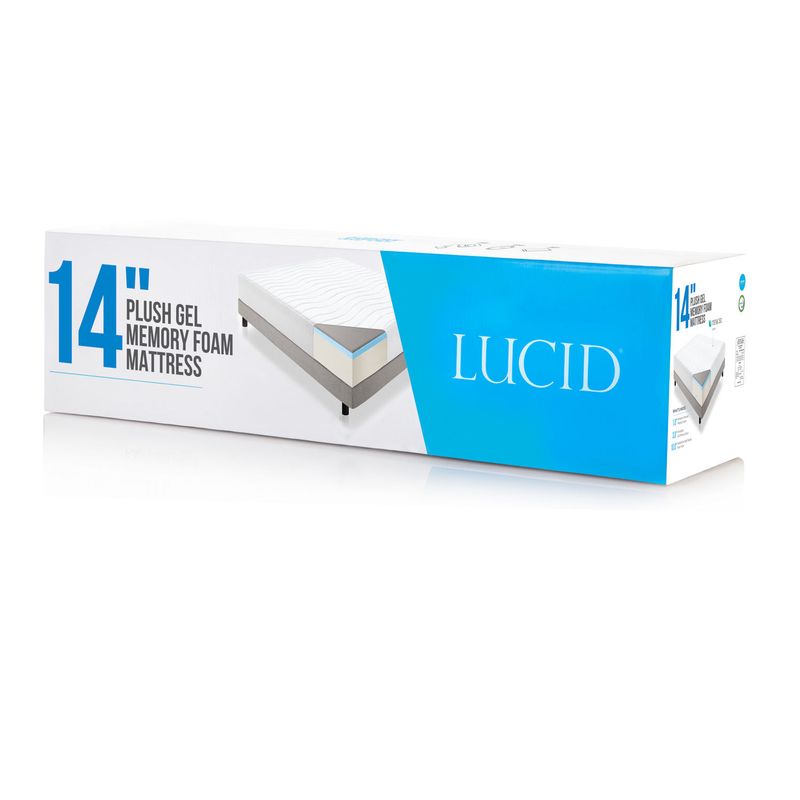 LUCID 14" Plush Queen-size Ventilated Gel Memory Foam Mattress - Queen