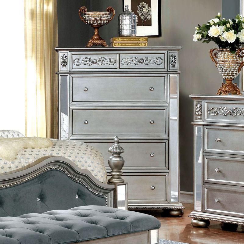 Furniture of America Joliet Traditional 5-drawer Chest - Silver