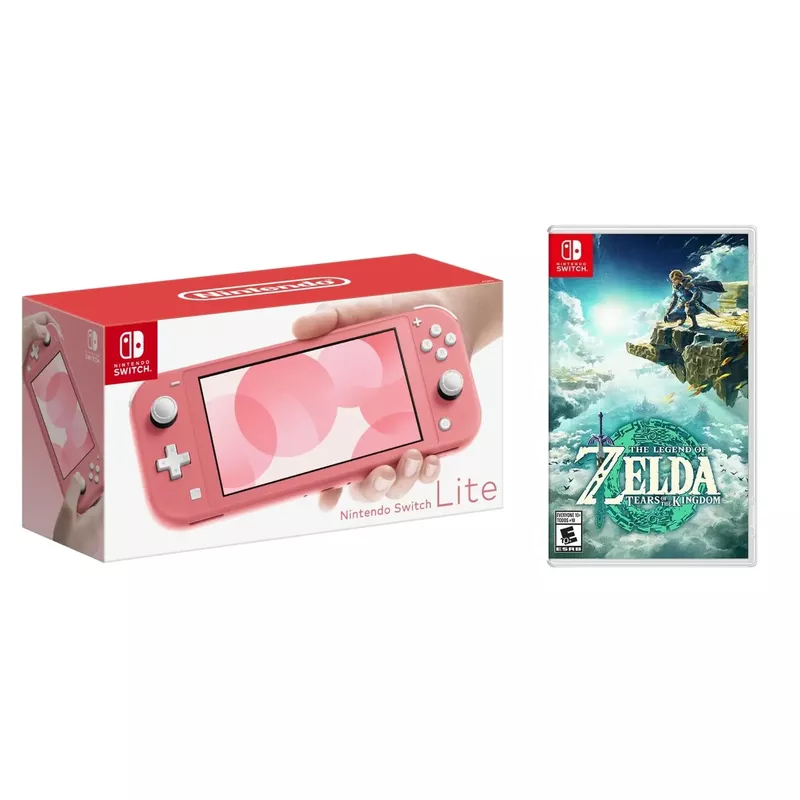 Nintendo - Switch LITE Coral + Zelda Tears of the Kingdom BUNDLE