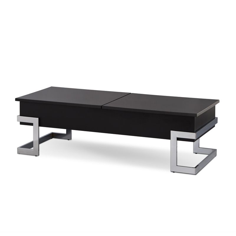 White and Chrome Box Storage Modern Coffee Table - White/Chrome