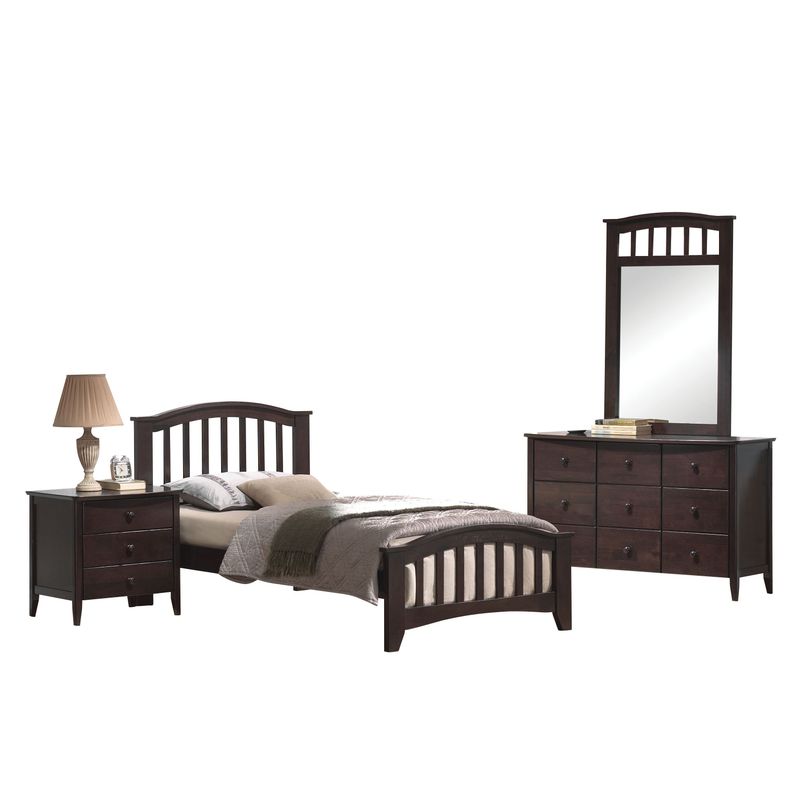 Acme Furniture San Marino 4-Piece Mission Bedroom Set in Dark Walnut - Twin