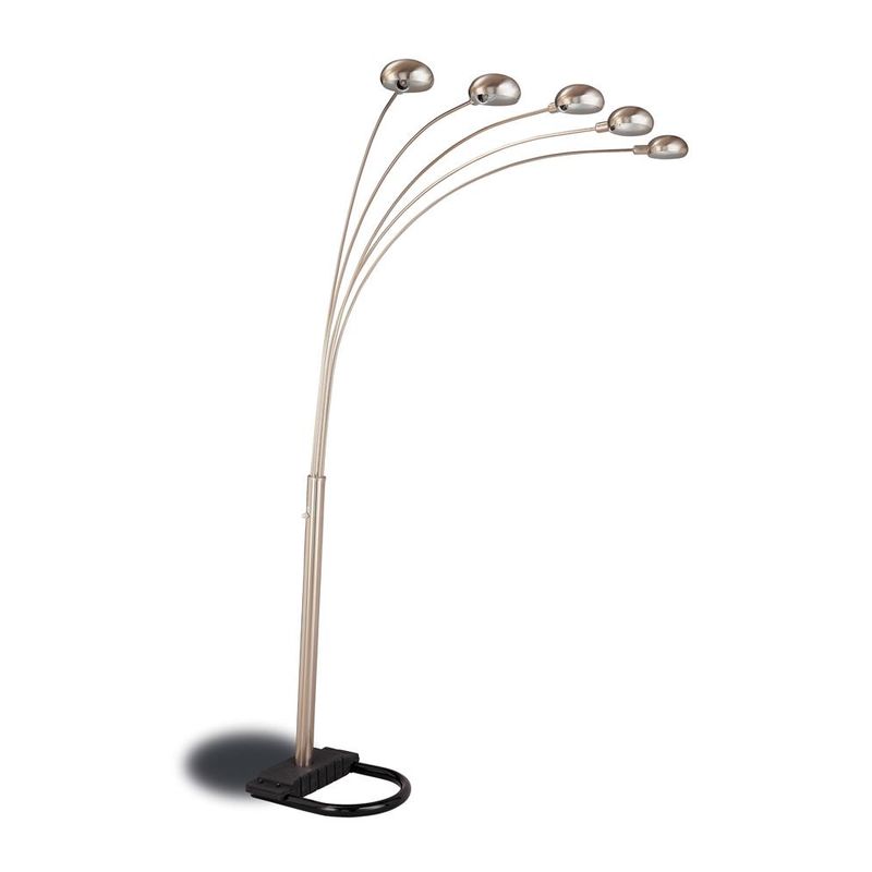 5-light Floor Lamp with Curvy Dome Shades Chrome and Black