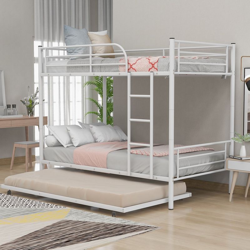 Rent to own Moda Twin Metal Bunk Bed With Trundle - White - FlexShopper