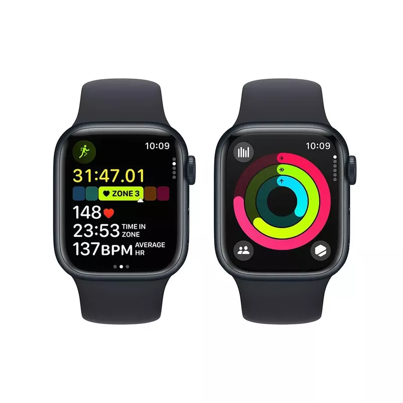 Apple Watch Series 9 GPS + Cellular Aluminum Case, - Midnight Sport Band - 41mm - Medium/Large Strap