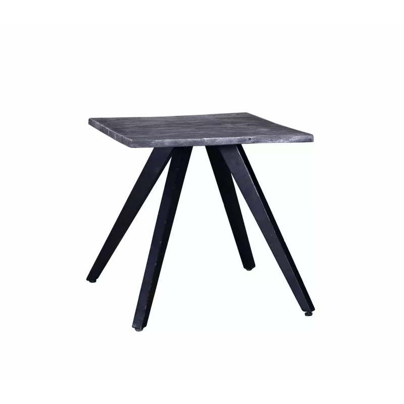 Jett 24 in. Grey Rectangle Acacia Wood Accent End Table with Black Metal Legs